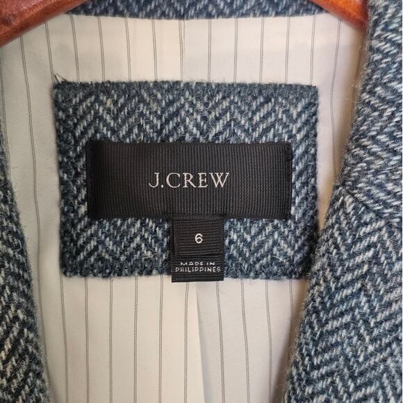 J. Crew Blue Herringbone Tweed Campbell Moon Wool Preppy Academia Blazer Jacket - Picture 9 of 10